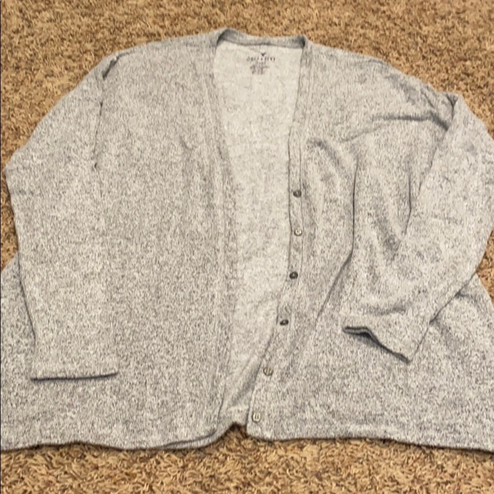 Grey cardigan sweater